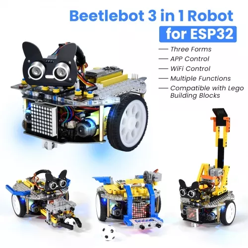 Arduino ESP32 STEM 교육용 Keyestudio 3 in 1 Beetlebot 로봇 자동차 LEGO + STEM 교육 DIY 키트